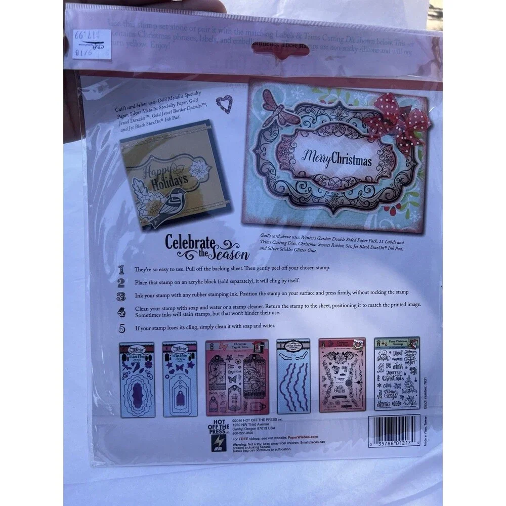 Hot Off the Press CHRISTMAS LABELS & TRIMS Acknowledgements Silicone Stamps